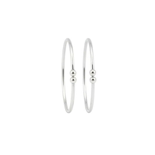 Twin Bead Silver Kada Pair – 925 Sterling Baby Bangles