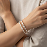 Load image into Gallery viewer, Twin Rope Bead Silver Kada Pair – 925 Sterling Silver
