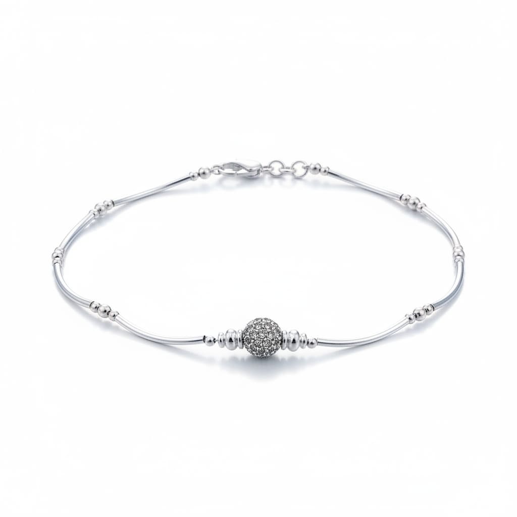 Wave Bar Silver Anklet – 99.9% Pure Weight:16g
