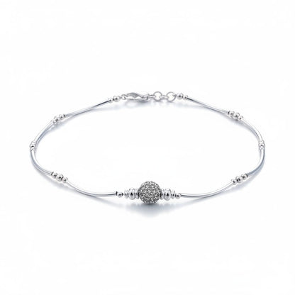 Wave Bar Silver Anklet – 99.9% Pure Weight:16g