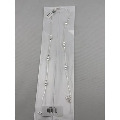 Wave Diamond-Cut Bead Silver Anklet – 99.9% Pure Weight:14g