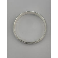 Load image into Gallery viewer, Wide Silver Kada with Beaded Rail &amp; Diamond-Cut Zigzag