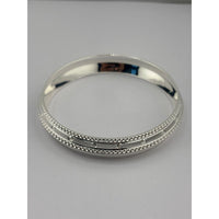 Load image into Gallery viewer, Wide Silver Kada with Beaded Rail &amp; Diamond-Cut Zigzag