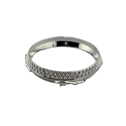 Wide Silver Kada with Pyramid Stud Pattern & Leaping