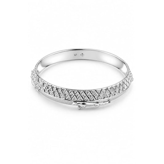 Wide Silver Kada with Pyramid Stud Pattern & Leaping