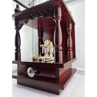 Load image into Gallery viewer, Wooden Pooja Mandir with Silver Radha Krishna Idol Set (55g)
