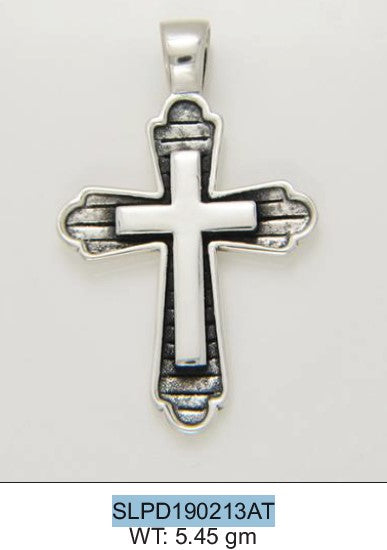 Sterling Silver Antique Finish Cross Pendant (529)