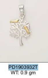 Sterling Silver + F-Gold  Tree of Life Pendant (092)