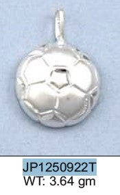 Sterling Silver D/C+Sandblast  Soccer Ball Pendant (288)