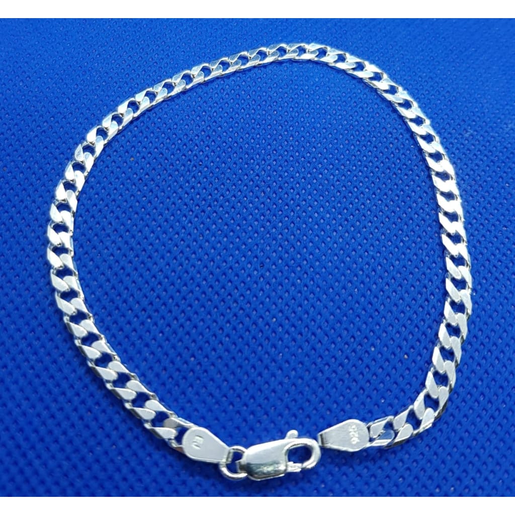 925 Sterling Silver Curb S Mens Bracelet (8 inches) - 