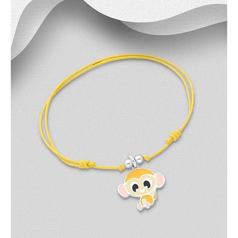 925 Sterling Silver Monkey adjustable Bracelet (5 to 9 