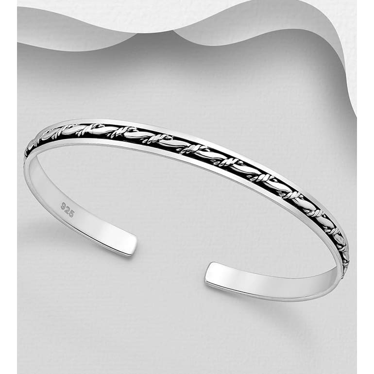 925 Sterling Silver Oxidized Cuff - Bracelet