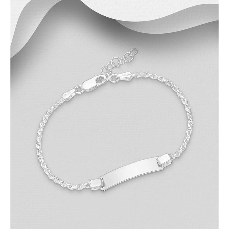 925 Sterling Silver Tag Bracelet (5.5 to 6.5 Inches) - 