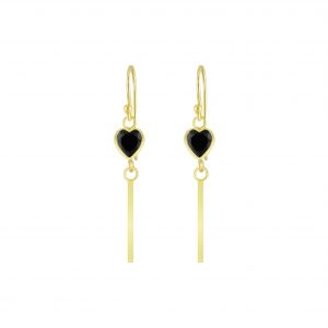 Silver Heart Cubic Zirconia Earrings - Black