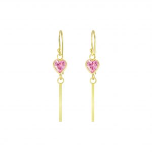 Silver Heart Cubic Zirconia Earrings - Pink