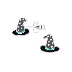 Silver Witch Hat Stud Earrings 539