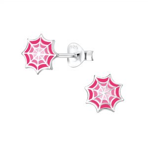 Silver Spider Web Stud Earrings 516