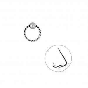 8mm Silver Twisted Ball Closure Ring