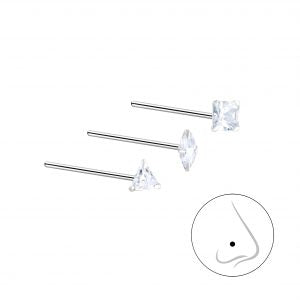 Silver Mixed Nose Pin in 3 shapes