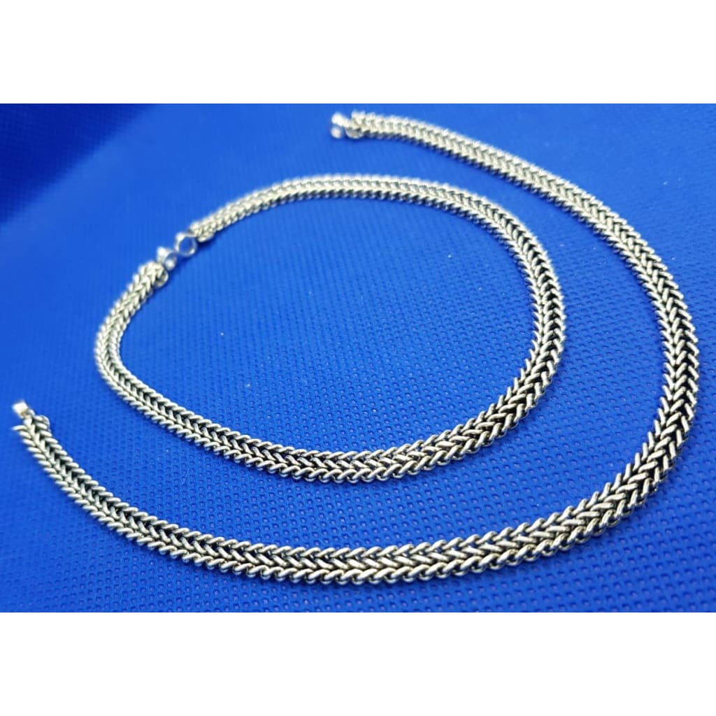 Silver Anklet Chain zigzag