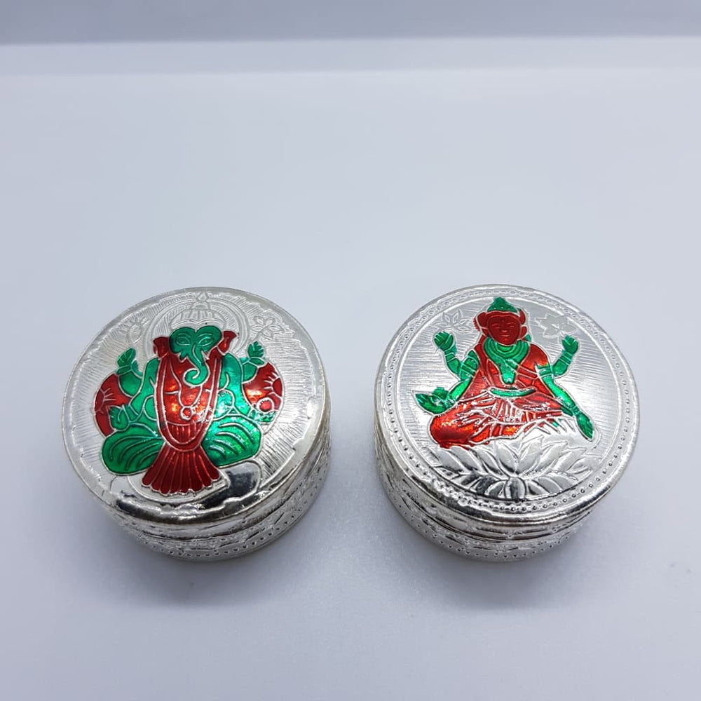 Silver Box Laxmi Ganesh Round Pair (42) - Silver Box