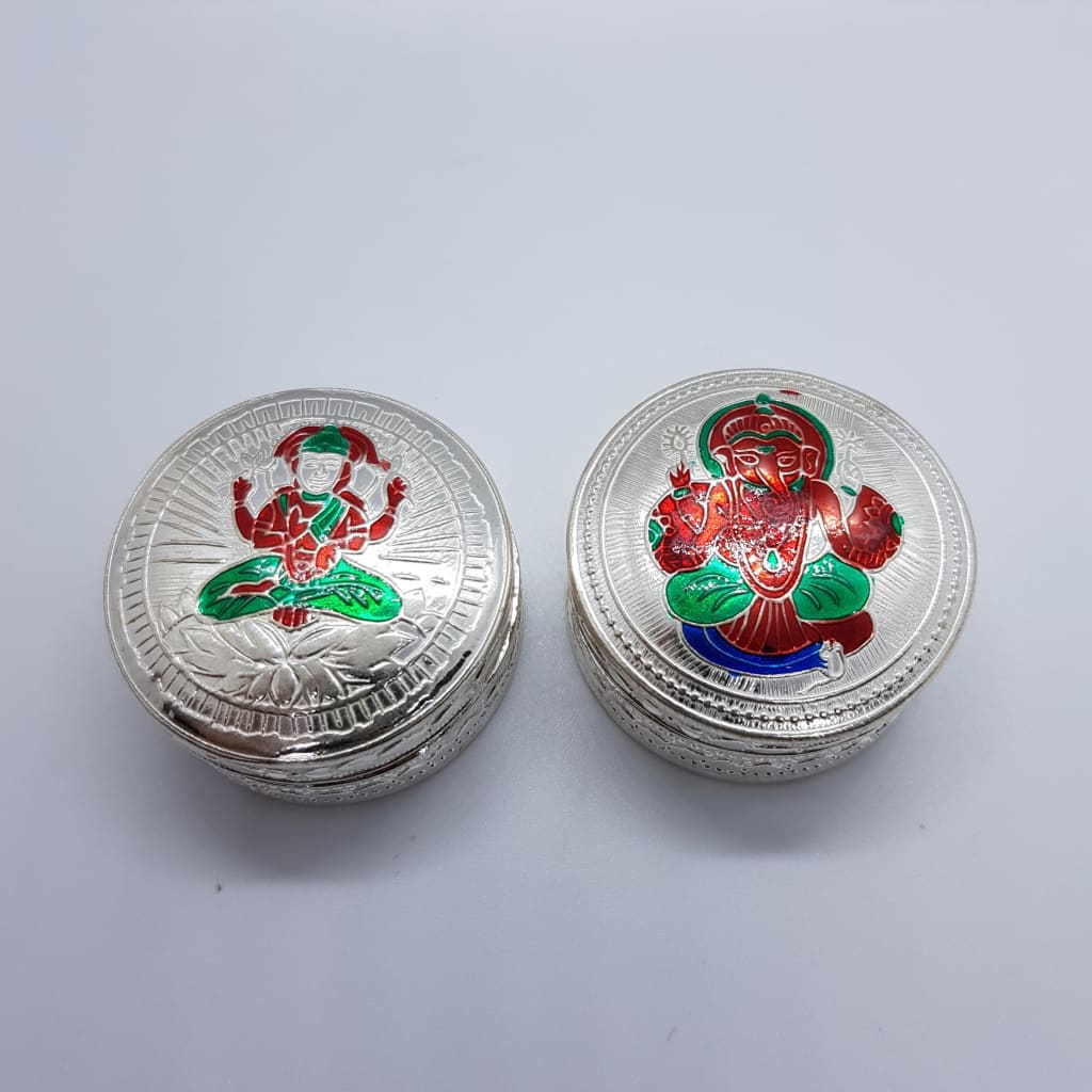 Silver Box Laxmi Ganesh Round Pair (55) - Silver Box