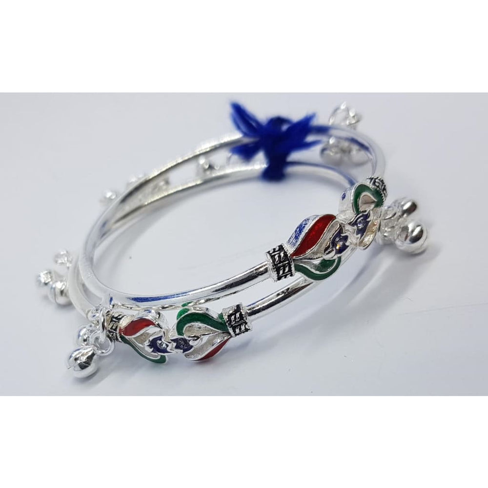 Silver Kids Bangle/Kada Pair G180 (For 9 to 12 years old)