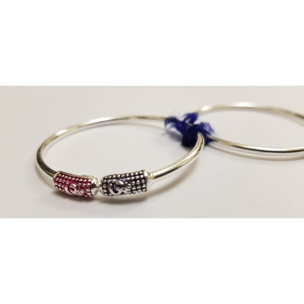 Silver Kids Bangle/Kada Pair J08 (For 1 to 2 years old)