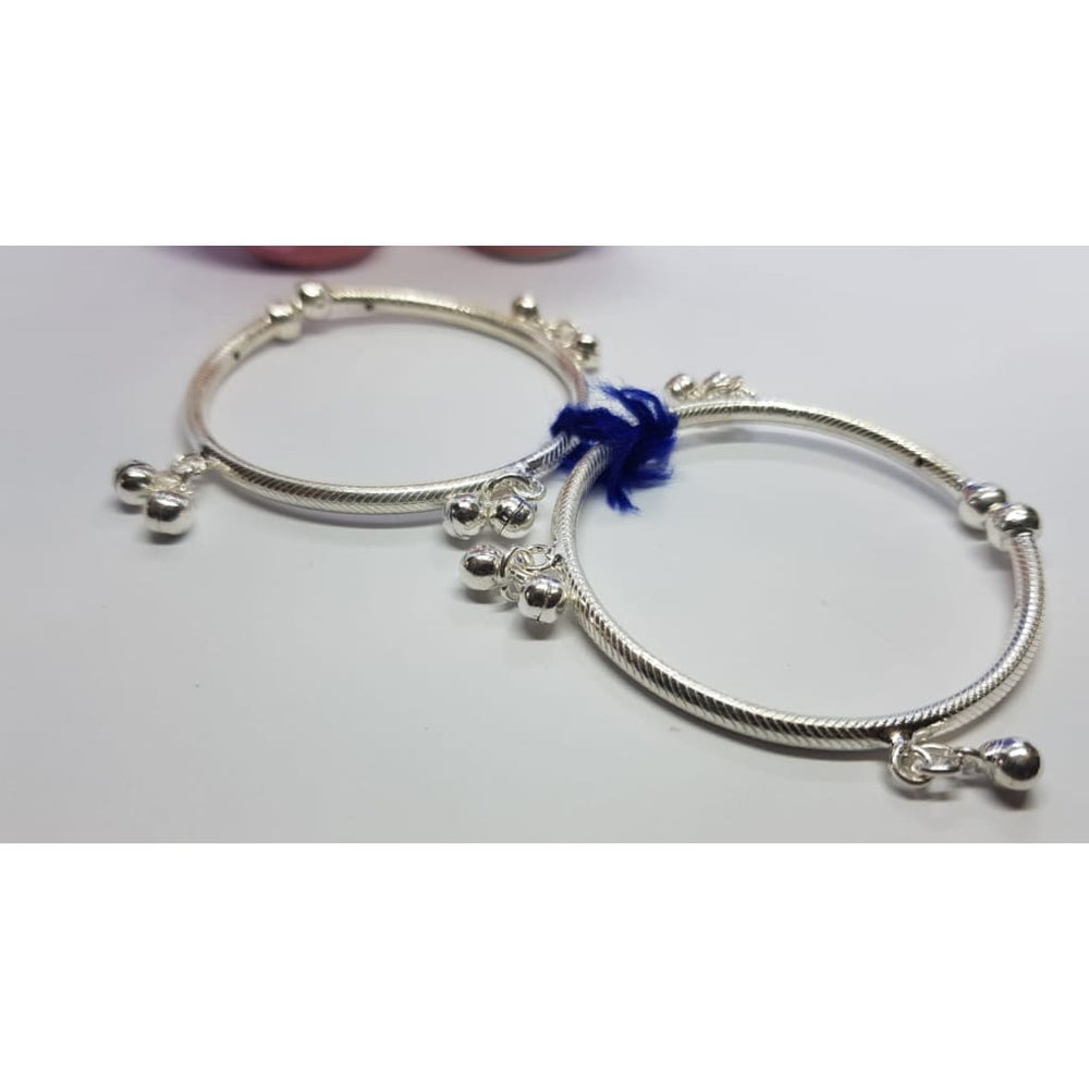 Silver Kids Bangle/Kada Pair J180 (For 4 to 9 years old)