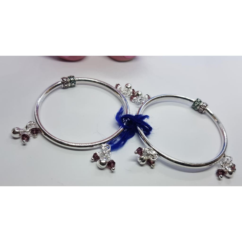 Silver Kids Bangle/Kada Pair J210 (For 4 to 9 years old)