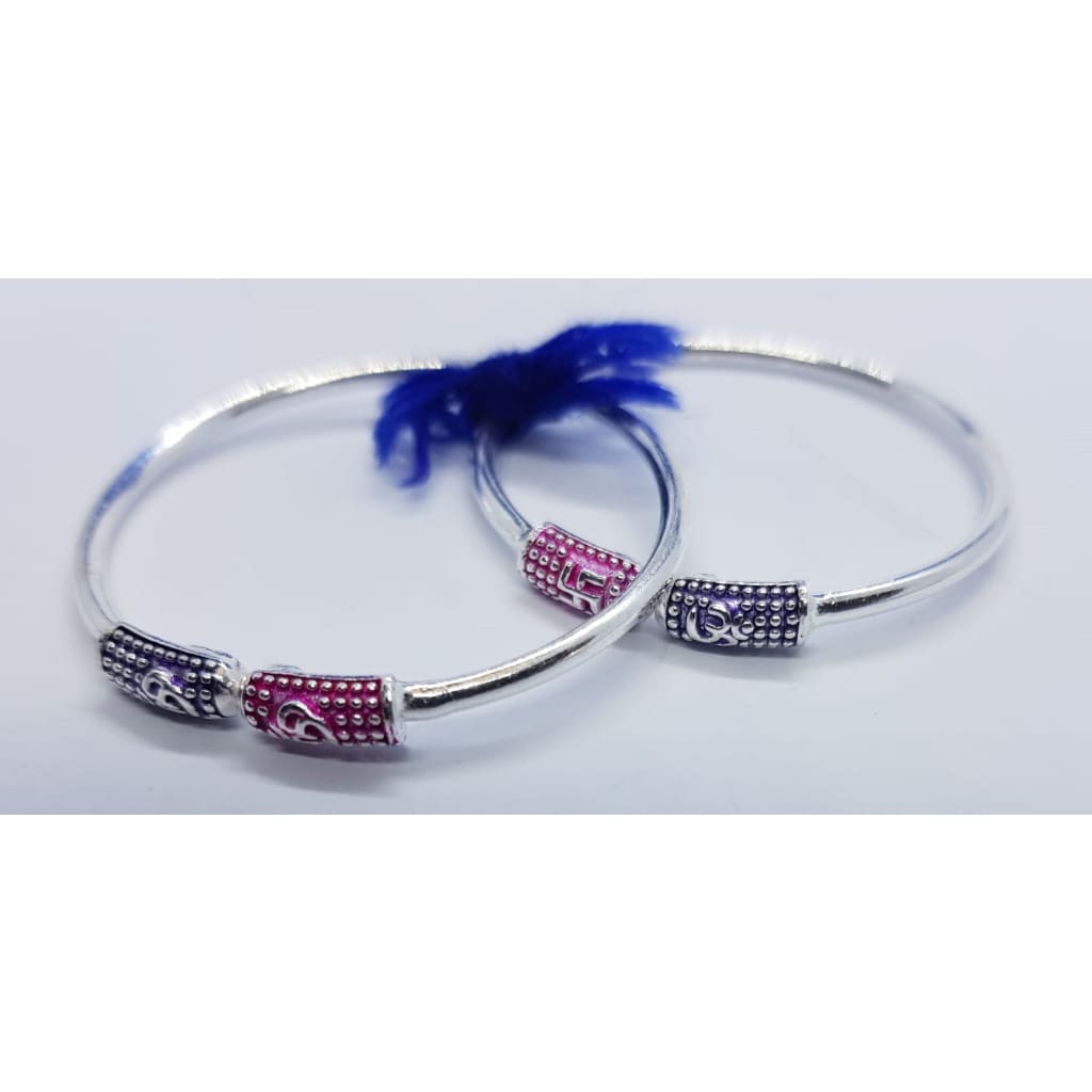 Silver Kids Bangle/Kada Pair J801 (For to 1.5 years old)