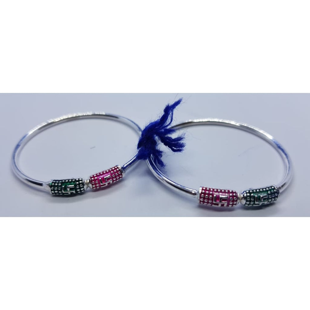 Silver Kids Bangle/Kada Pair J802 (For to 1.5 years old)