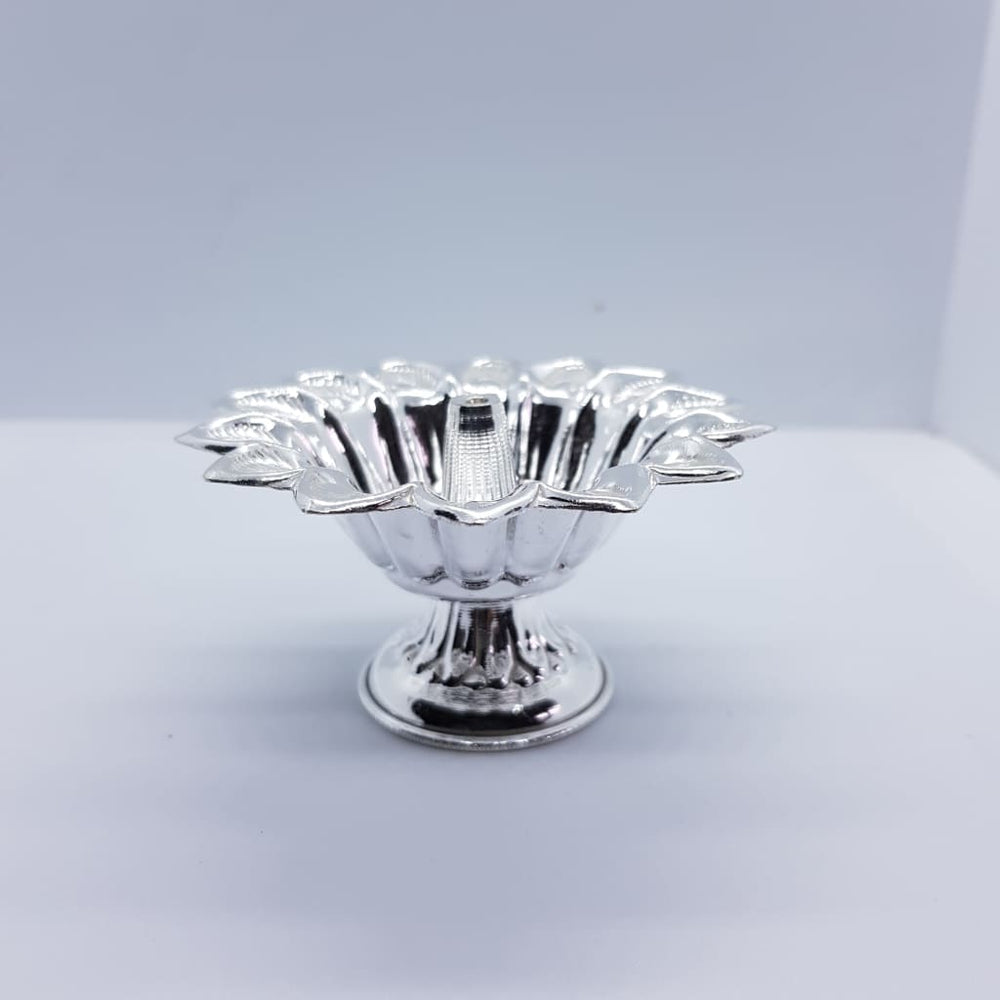 Silver Lotus Akhand Jyot (025) - Puja items