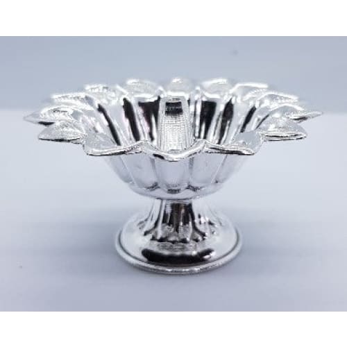 Silver Lotus Akhand Jyot (10) - Puja items