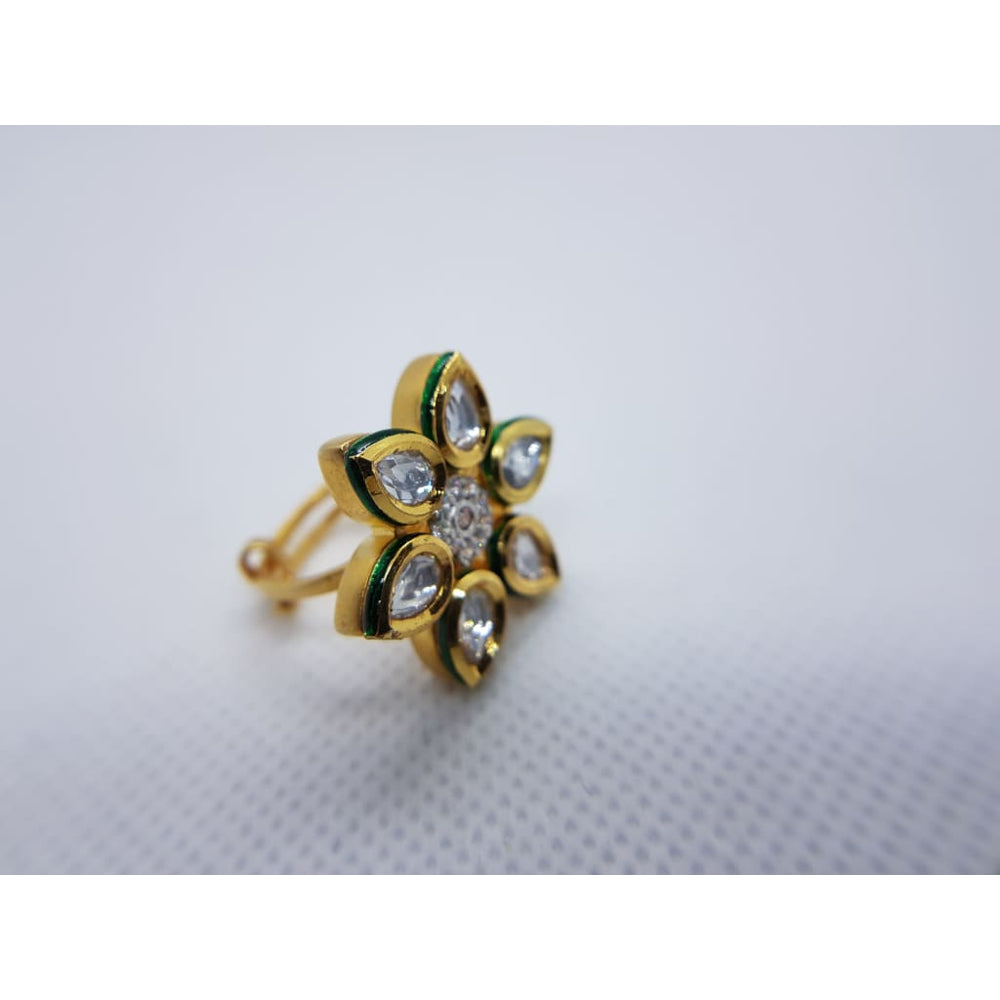 Silver purity 925 Kundan flower ring - Silver Ring