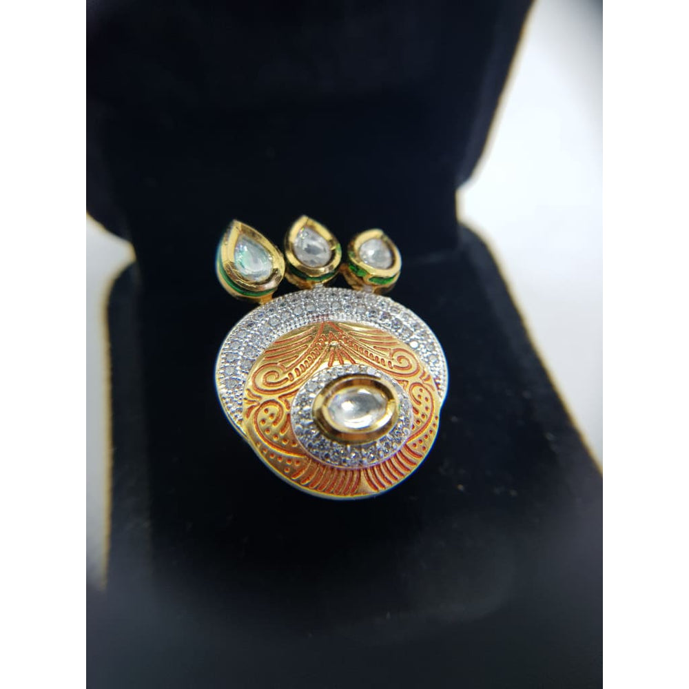 Silver purity 925 Kundan Peacock ring - Silver Ring