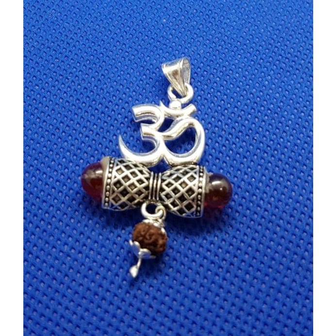 Silver Rudraksh Om Stone pendant - Pendant