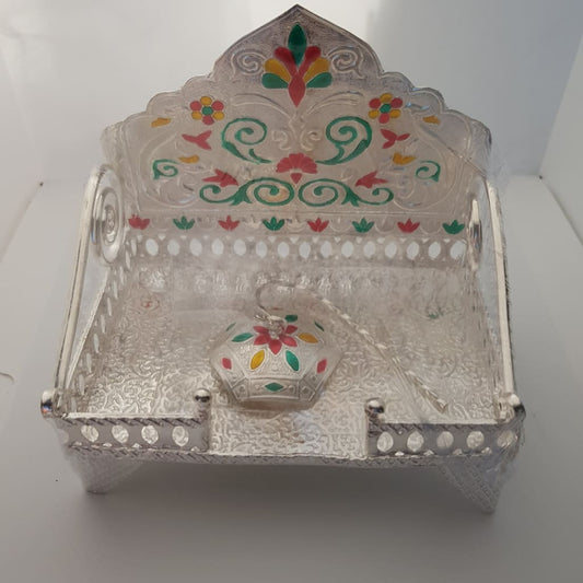 Silver Singhasan/ Throne/ Idol Chair with Chattra