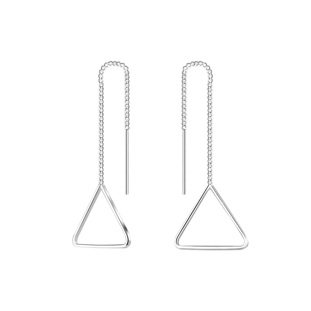 Silver Thread Through Triangle Earrings - Earrings