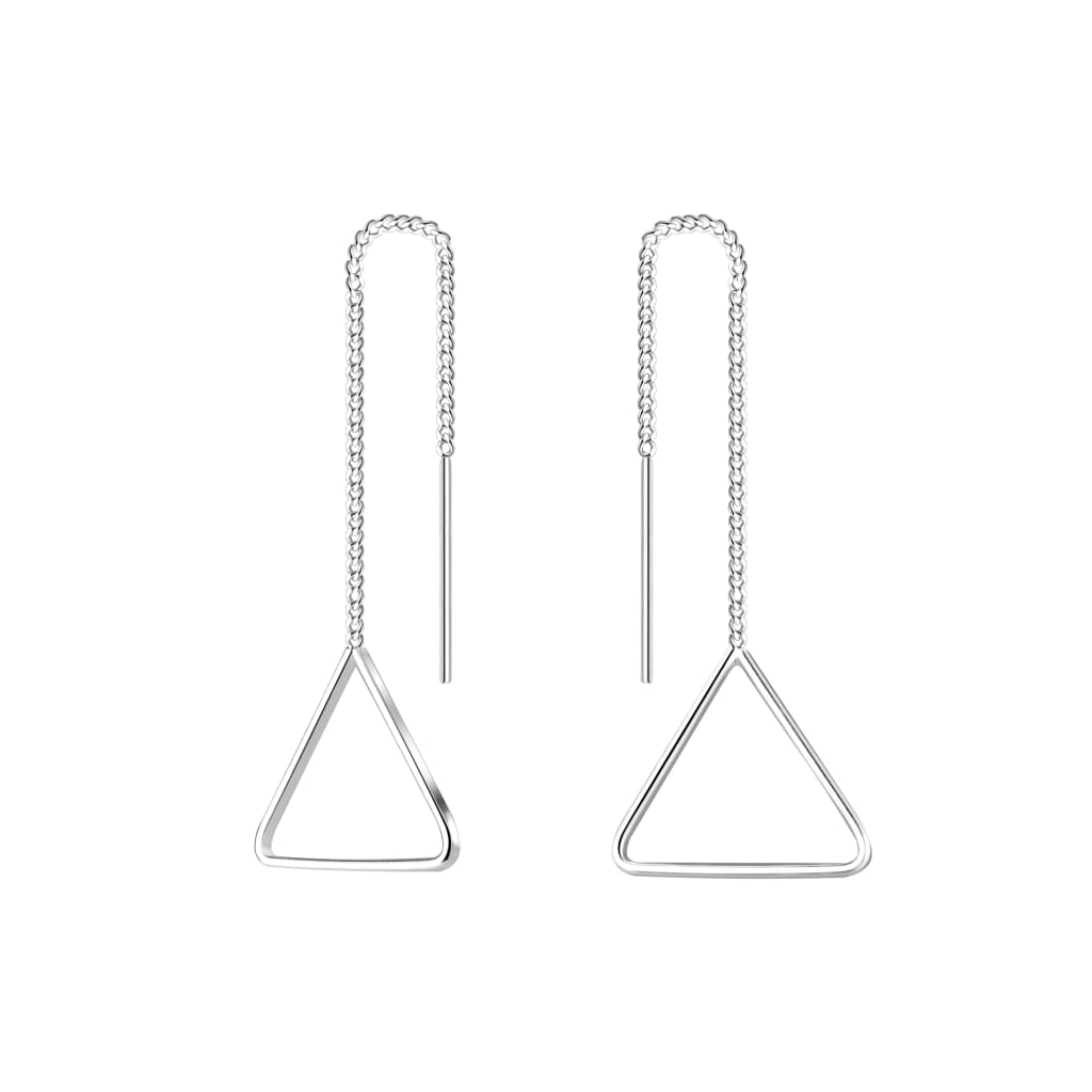 Silver Thread Through Triangle Earrings - Earrings