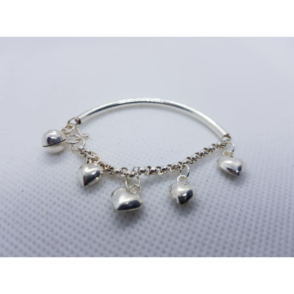 Sterling Silver Baby Hearts Anklet - Anklet