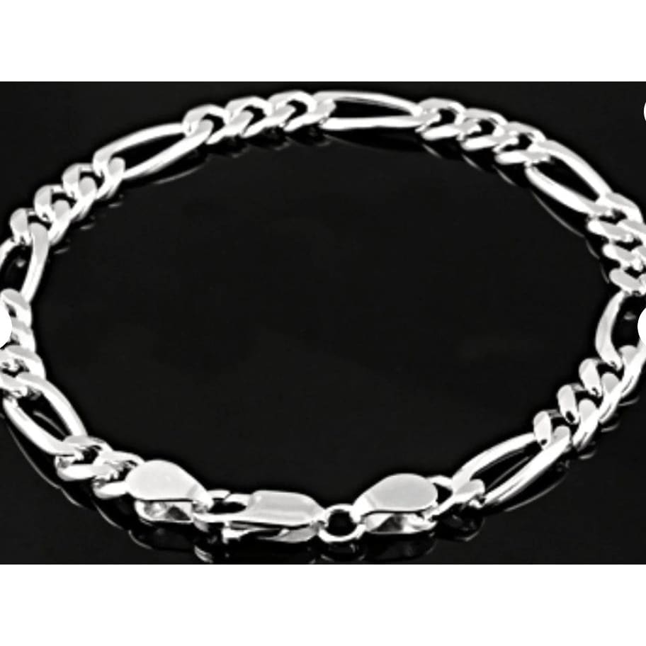 Sterling Silver Bracelet Figaro (12MM) - Bracelet