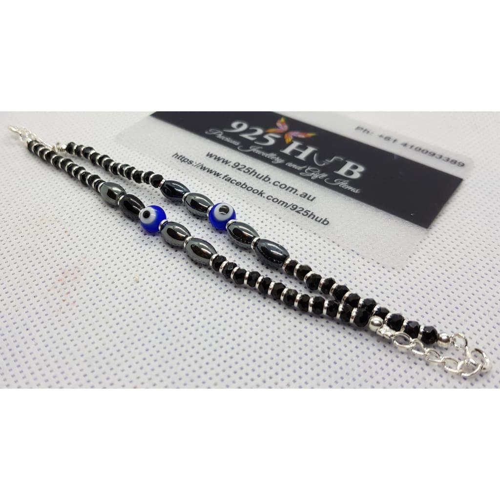 Sterling Silver Evil eye Baby beads Nazariya Bracelet/ 