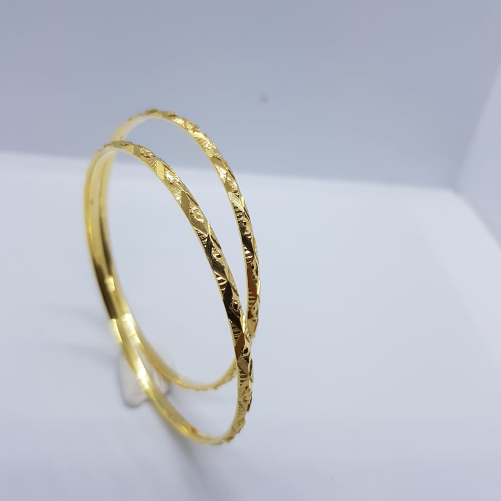 Sterling Silver F-Gold + D/C Bangle (007) 60MM - Bracelets