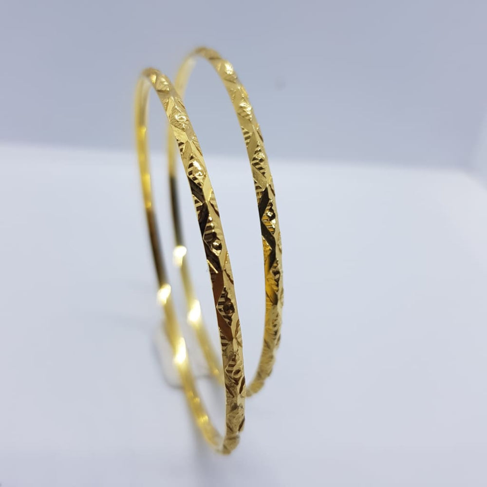 Sterling Silver F-Gold + D/C Bangle (746) 64MM - Bracelets