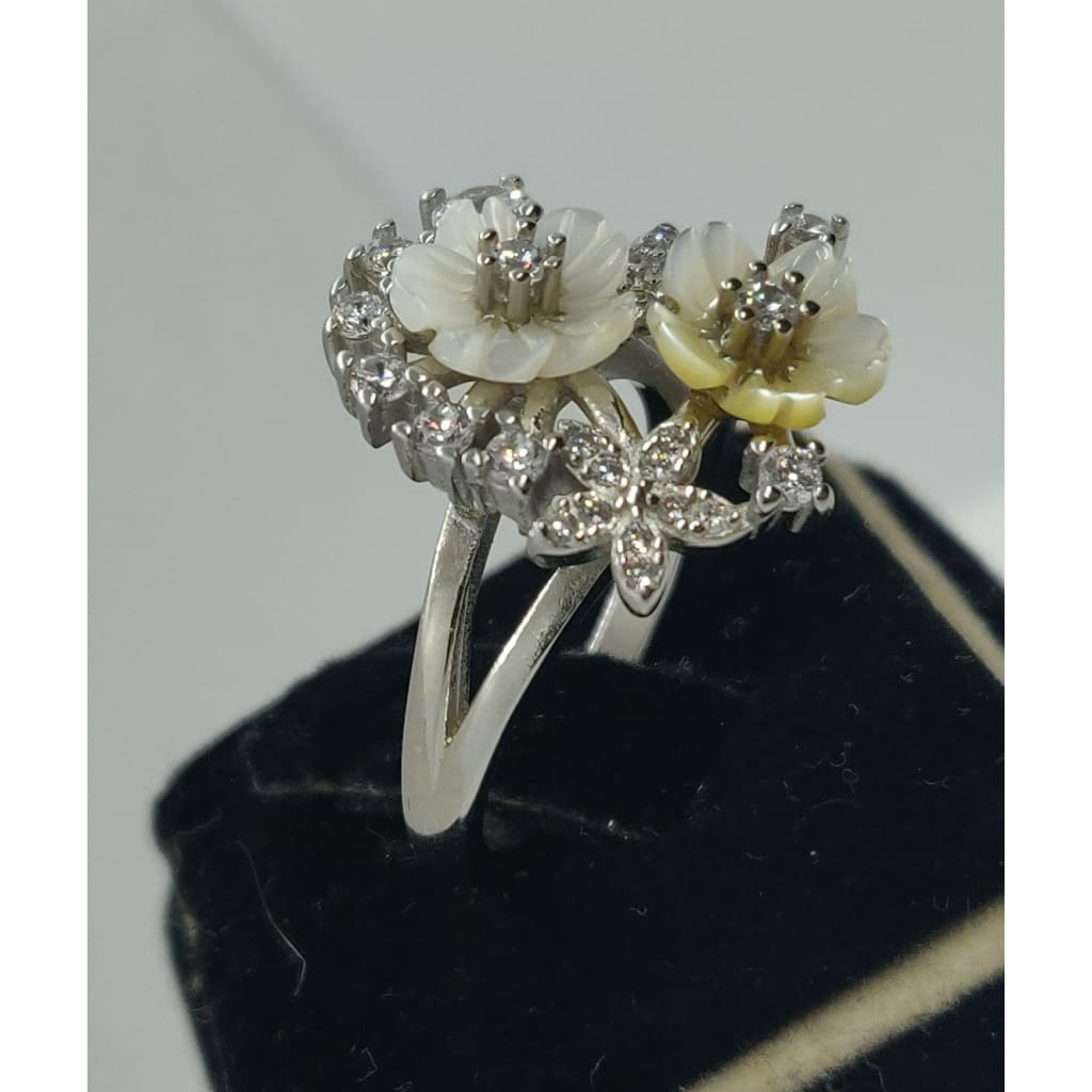 Sterling Silver Flower alpha ring - Silver Ring