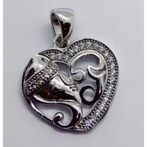 Sterling Silver Ganesha heart Pendant (250) - Pendant