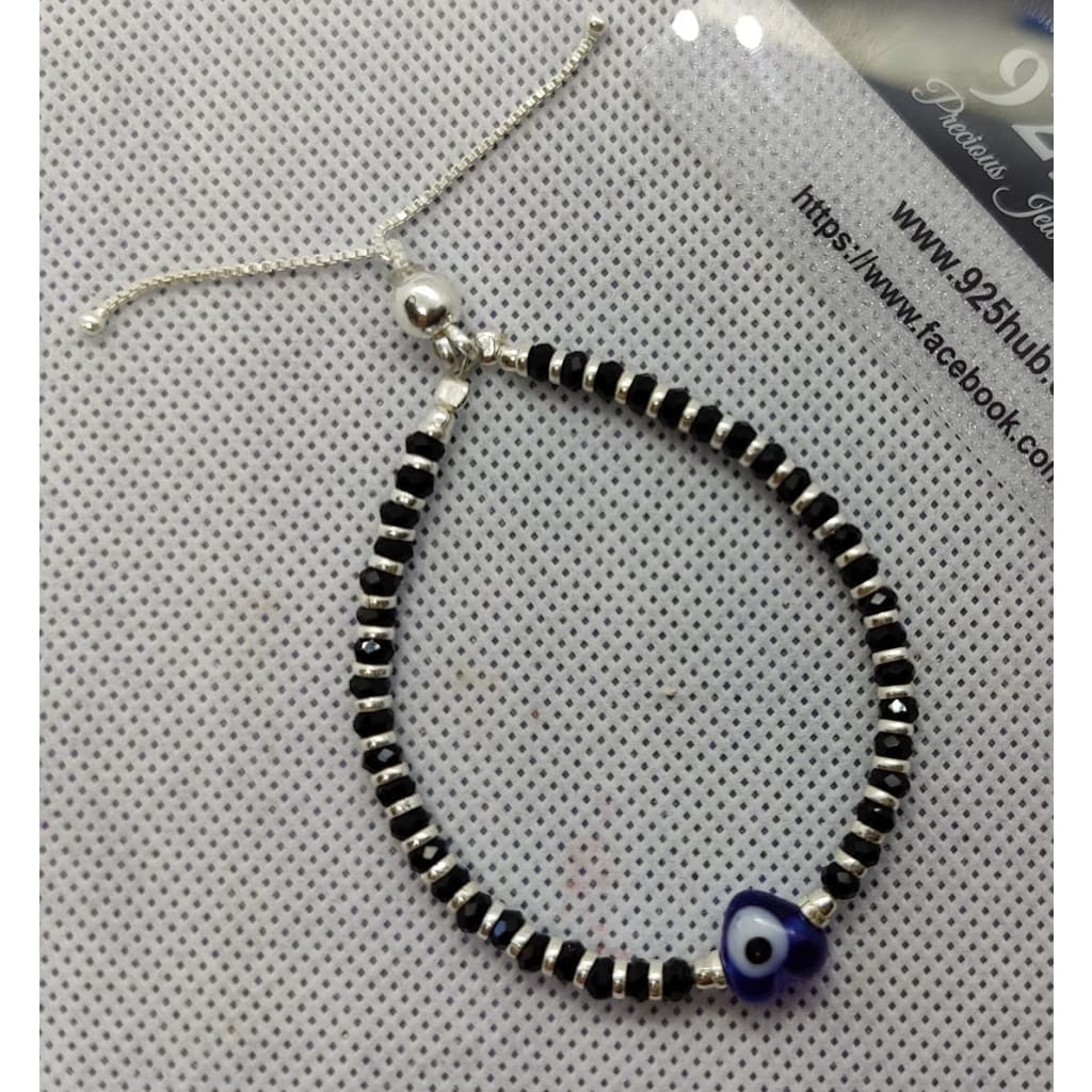 Sterling Silver heart Evil eye (Nazariya) adjustable 