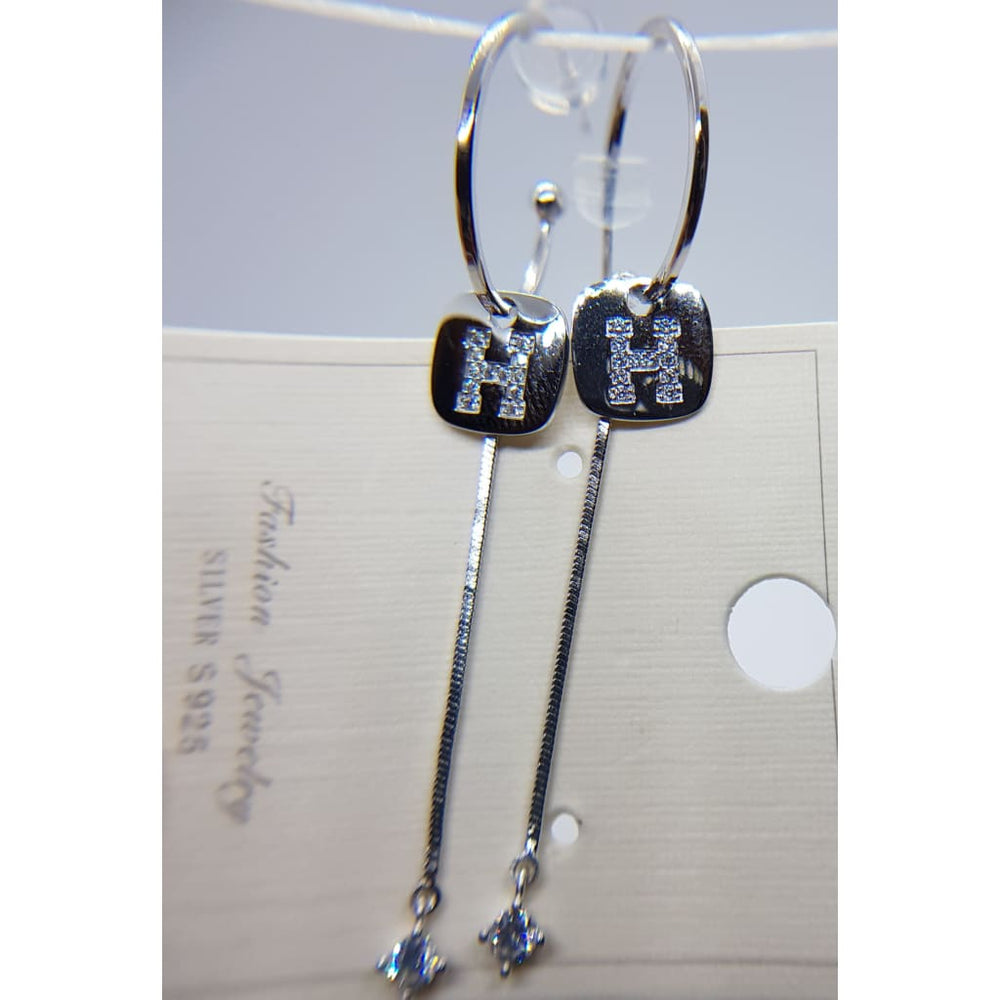 Sterling silver Italian earrings hanging H - Earrings