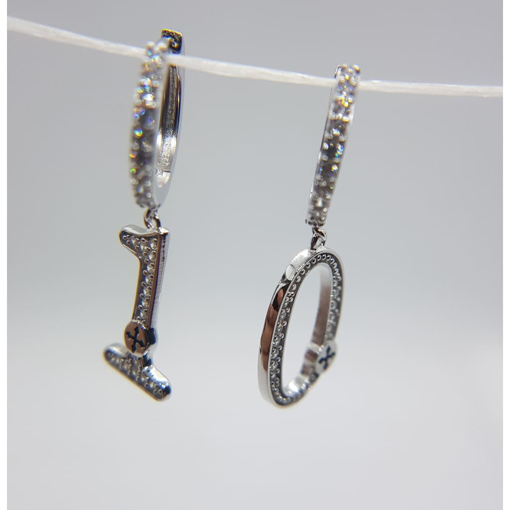 Sterling silver Italian earrings one & Zero - Earrings